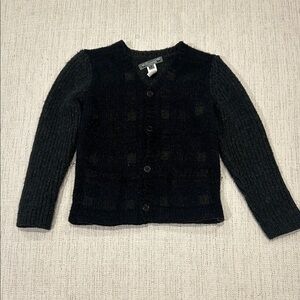 Kids Dark Grey/Black Patterned Wool Cardigan
